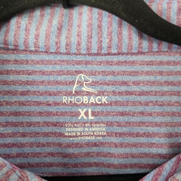 Rhoback Purple Striped Golf Polo Stretch Performance Wear Men's XL - Picture 6 of 8